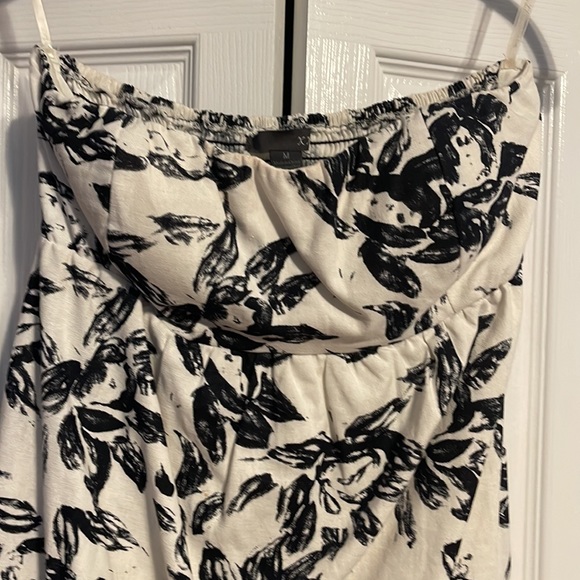 Twenty one XXI strapless black and white linen mini dress size Medium - Picture 2 of 9